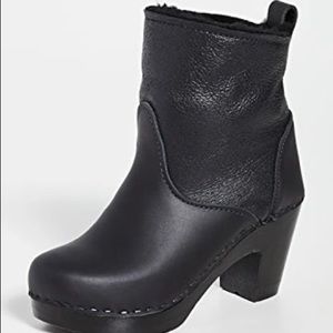 No. 6 All Black Shearling Clog